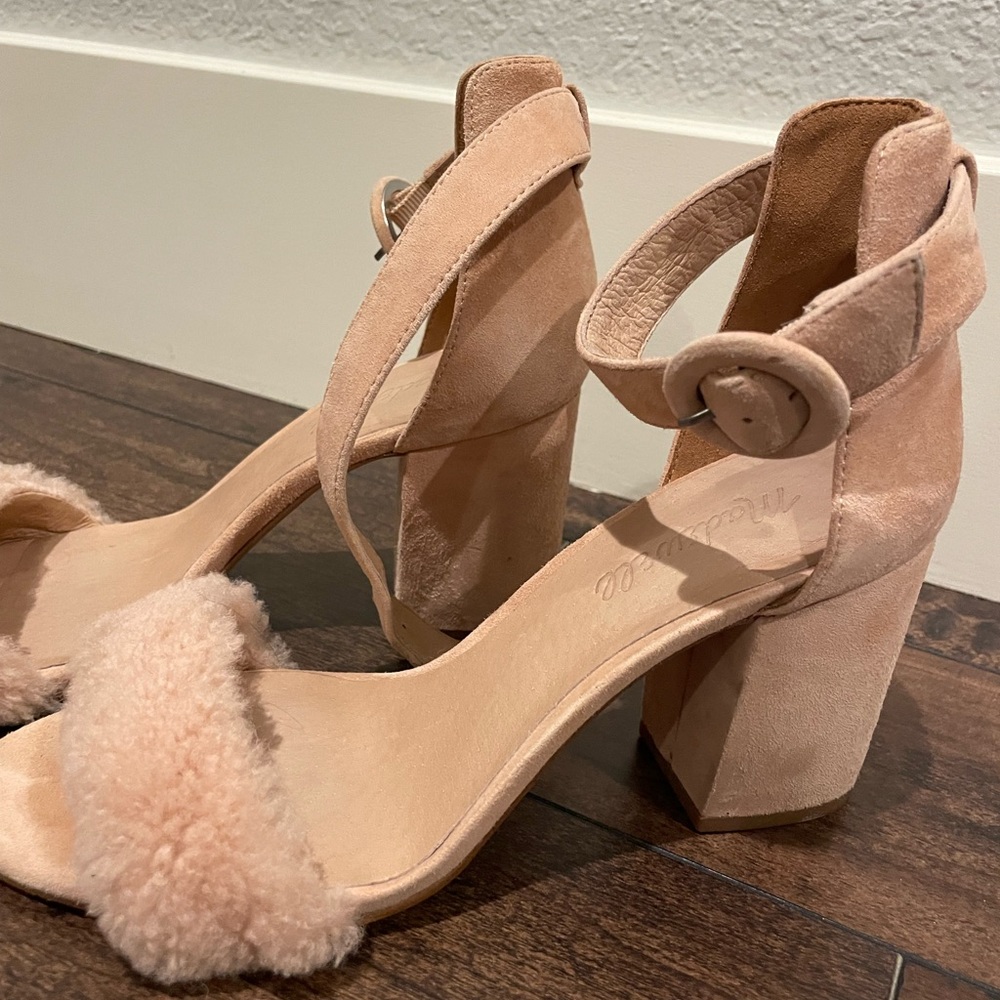 Madewell soft teddy sandal heel.